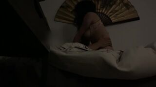 Asian Teen Babe Gets Pounded Doggy and Grinds on Cock W/ Family next Door
