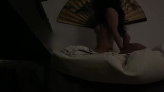 Asian Teen Babe Gets Pounded Doggy and Grinds on Cock W/ Family next Door
