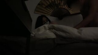 Asian Teen Babe Gets Pounded Doggy and Grinds on Cock W/ Family next Door