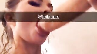 Hot French Blonde Deepthroat on Snapchat @leilaaprs