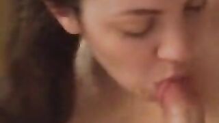 Wife sucks dick, cum in mouth