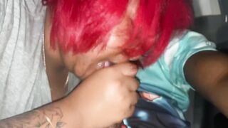 Sloppy Head from BBW Redbone after Car Ride