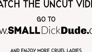 Dominating chicks jerking tiny cock loser