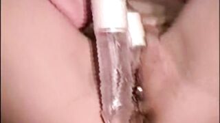 Me as a Teen Masturbating my Tight Wet Pussy with a Dildo Cumming on a Pussypop