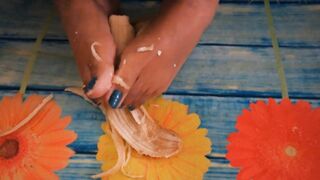 Playing with his 9 Inch Banana with my Feet - FOOT FETISH