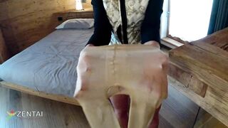 Pantyhose with a Crotch Hole and Overlapping Breasts.