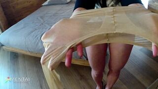 Pantyhose with a Crotch Hole and Overlapping Breasts.