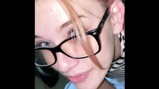 Hot Teen Britni Kitten Gets Throatfucked with Glasses on