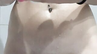 Shaving my Pussy in Shower and having Fun with my Big Boobs