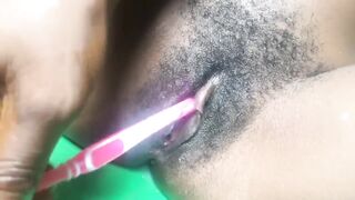 She uses Toothbrush until she Squirts