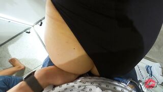 PUBLIC DRESSING ROOM QUICK FUCK - Fucked my MILF Wife in Public for the first Time, Cum on Ass