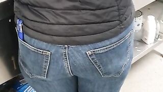 Step Mom has a Hole in the Jeans get Fucked by Step Son without Protection near Dad
