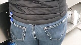 Step Mom has a Hole in the Jeans get Fucked by Step Son without Protection near Dad