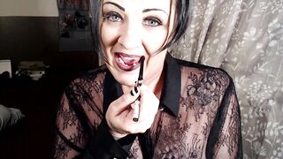 Black Liner Dark Red Lipstick Application Duck Pucker Big Lips