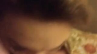 Beautiful Brunette Giving a Blowjob and getting Titty Fucked