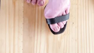 Black Strappy Heel Cockbox Trample to Paint my Nails