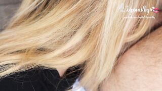 Blonde Amateur gives a Nice RimJob-BlowJob with Ball Licking and Final Cum Explosion