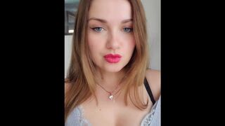 Hot Girl with Red Lipstick Smoking,drooling and Show Tongue