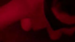 Masked girl gives handjob to fat guy