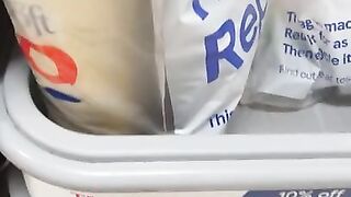 Step Mom help Step Son Jerk off in Supermarket near Cashier