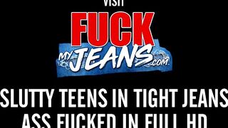 Pretty blonde slut dicked hard in tight jeans