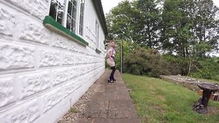 Sailor moon cosplay in thigh high Boots outdoors