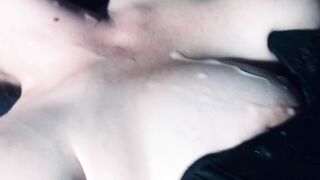 Mutual Masturbation while Watching Porn Ends with Cum all over her Boobs