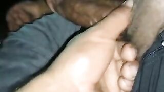 Wife swollws BBC cum while hubby touches balls