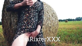 Exhibitionist Girl. my Masturbation in the Field, Flashing in Public without Panties. ElsaRixterXXX