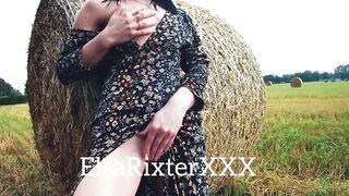 Exhibitionist Girl. my Masturbation in the Field, Flashing in Public without Panties. ElsaRixterXXX