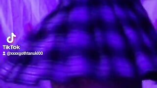 Goth Girl Records a Horny Tik Tok and Rides a Dildo Shaking Hard her Big Ass up Skirt no Panty