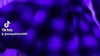 Goth Girl Records a Horny Tik Tok and Rides a Dildo Shaking Hard her Big Ass up Skirt no Panty