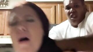 Nasty White Whore Fucking In Her Daddy’s Kitchen