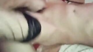 I didn't expect that he will cum on belly in front of hubby