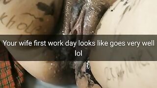 My Wife get Gangbanged in her first Work Day [cuckold. Snapchat]