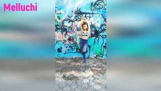 Teen blue pantyhose no panties