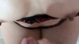 Latina Big boobs Tinder Date sucks large white cock and swallow cum