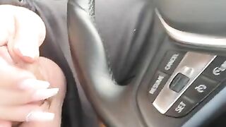 Step Mom Car Handjob make step son Cum and Hit the Steering Wheel