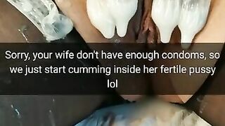 We ran out of condoms, so the guys decided cum deep inside my wife fertile pussy![Cuckold.Snapchat]