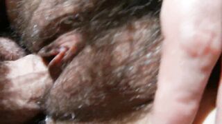Hairy Cock in a Hairy Pussy! Moaning and taking slapping balls on my back!