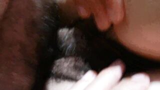 Hairy Cock in a Hairy Pussy! Moaning and taking slapping balls on my back!