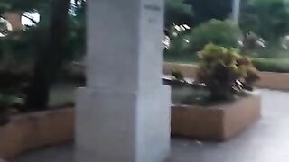 I excite my girlfriend in the park while we walk