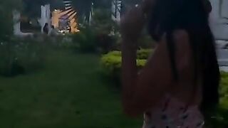 I excite my girlfriend in the park while we walk