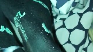 Late night sloppy sockjob on black socks