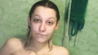 The baby shows her naked body. Beautiful chest.