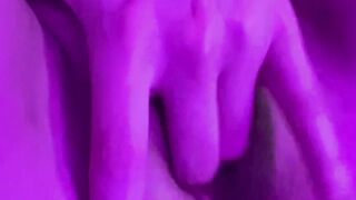 Masturbates her pussy and fucks with a big rubber cock.