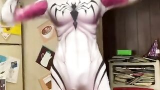 SpiderGwen BoiBlue11xx bulge huge cock print spider Gwen big dick Tiktok guys boys exposed leaks