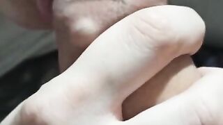 Extreme super close up with cum in mouth in the end