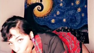 Horny girl fucks and sucks dildo