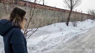 Hot teen show pussy near construction site
